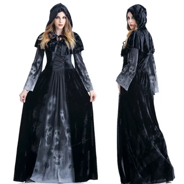 Halloween Women's Death Dress - Horror Skeleton Vampire Cosplay Costume for Bars and Stage Performances. - Image 4