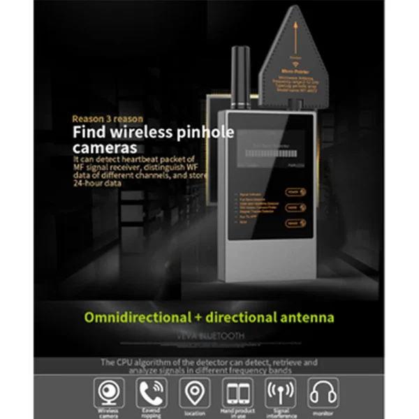 Anti GPS Tracker Signal Detector Mini Hidden Camera Wireless Camera Bug Detector Finder - Image 3