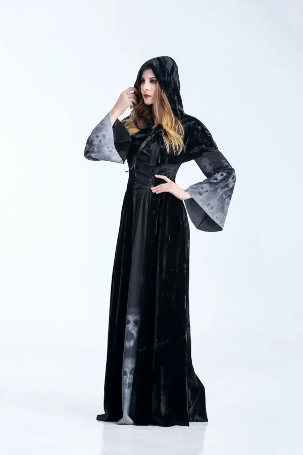 Halloween Women's Death Dress - Horror Skeleton Vampire Cosplay Costume for Bars and Stage Performances.